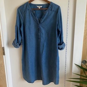 Cute summer knee length denim dress mid sleeve